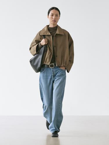 Zara High neck bomber jacket - Dark khaki - Image 0