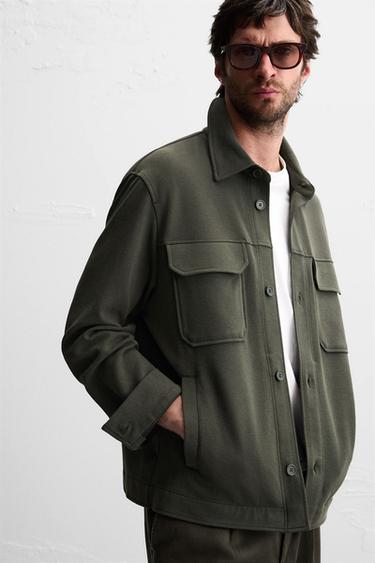 SURCHEMISE STRUCTURÉE CONFORT - Vert foncé de Zara - Image 4
