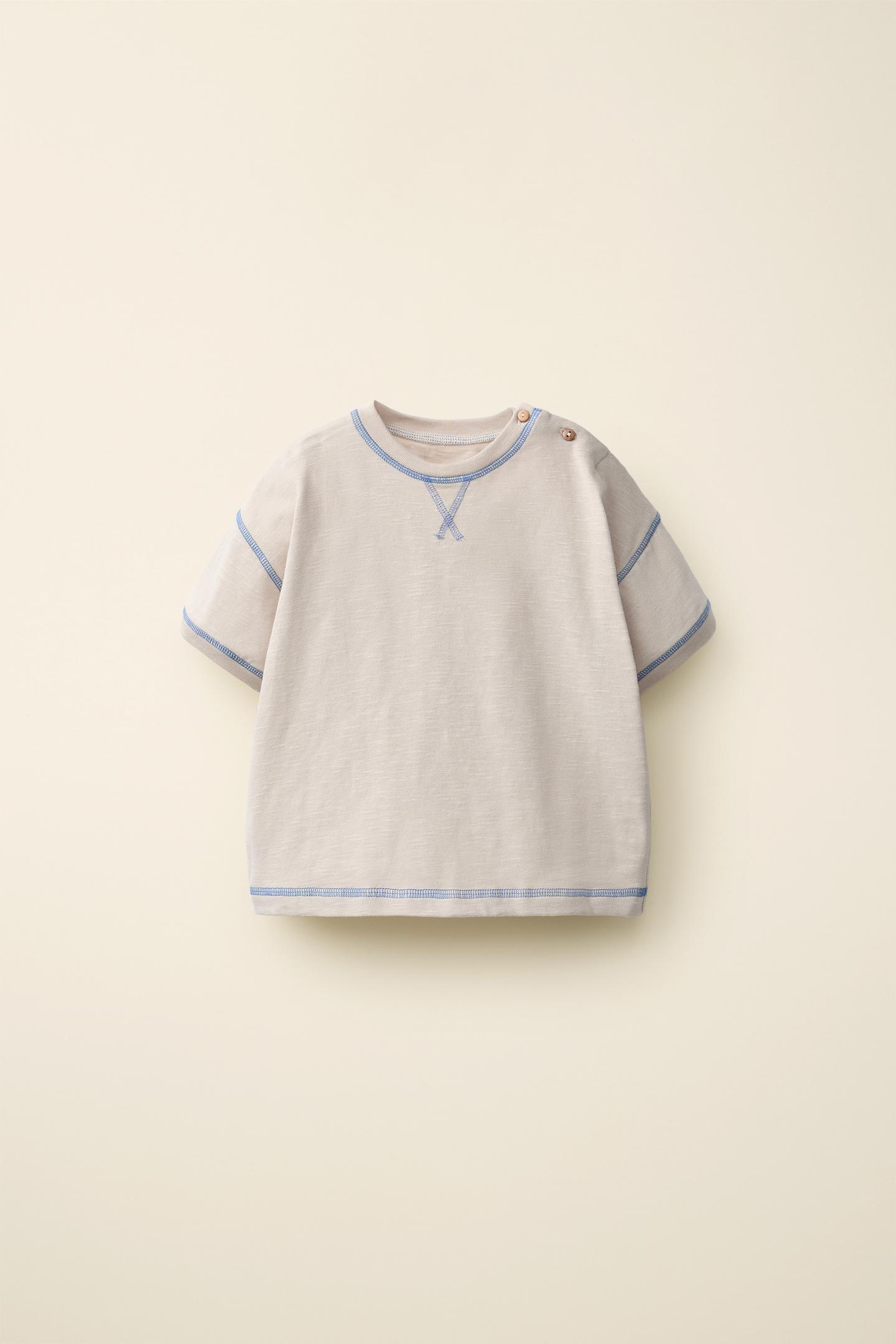 Детская футболка Zara Topstitched T-SHIRT Created BY Caramel London, цвет: Бежевый