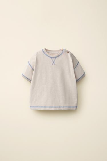 CREATED BY CARAMEL LONDON X ZARA 스티치 티셔츠 - Zara 베이지