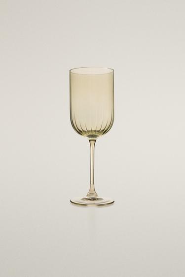 GLASS WITH EMBOSSED LINES - Green by Zara - Image 0