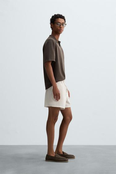 BERMUDA RAYÉ EN COTON ET CHANVRE - Rayures de Zara - Image 3