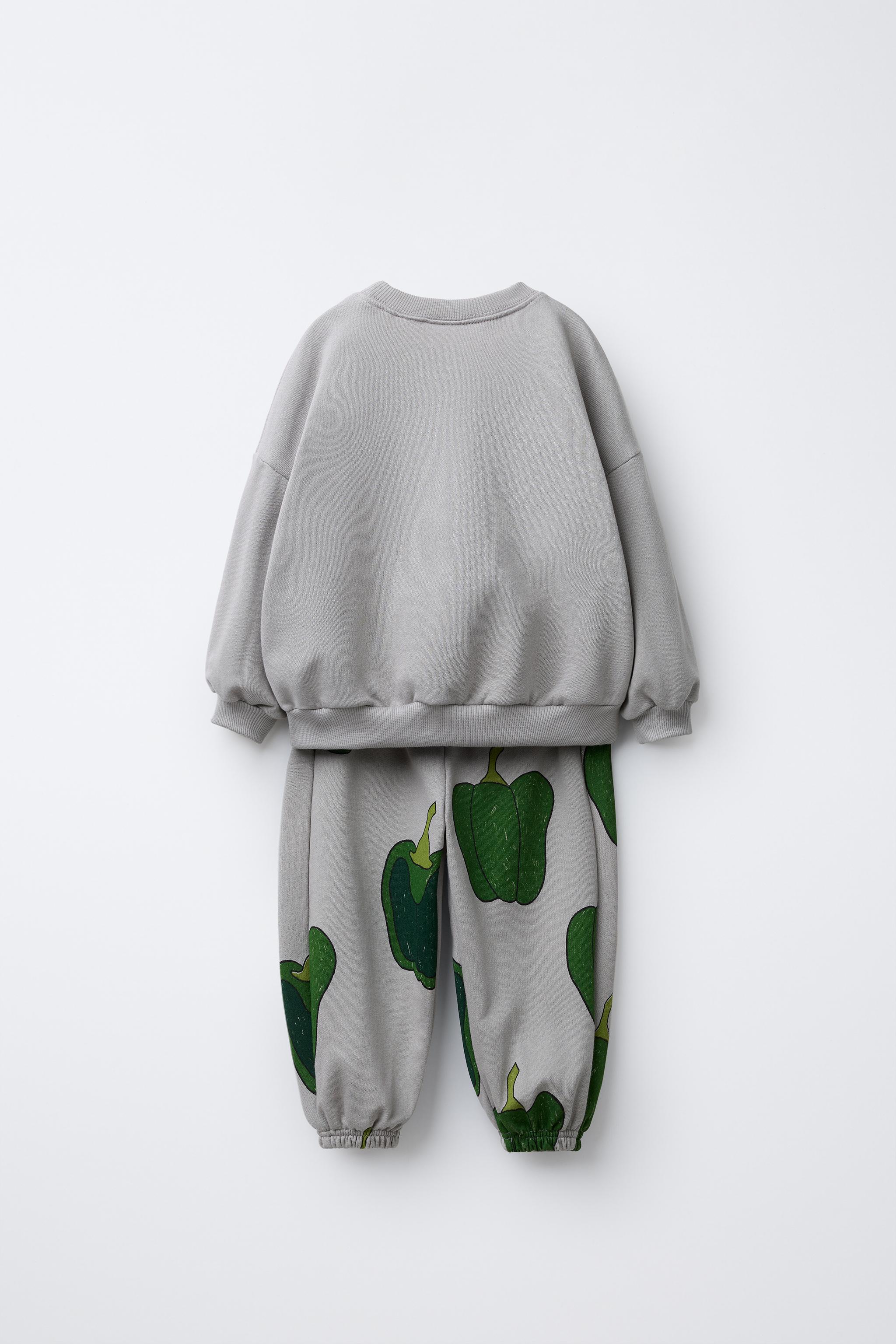 PRINTED JOGGING SWEATSHIRT AND JOGGER SET - Pearl gray