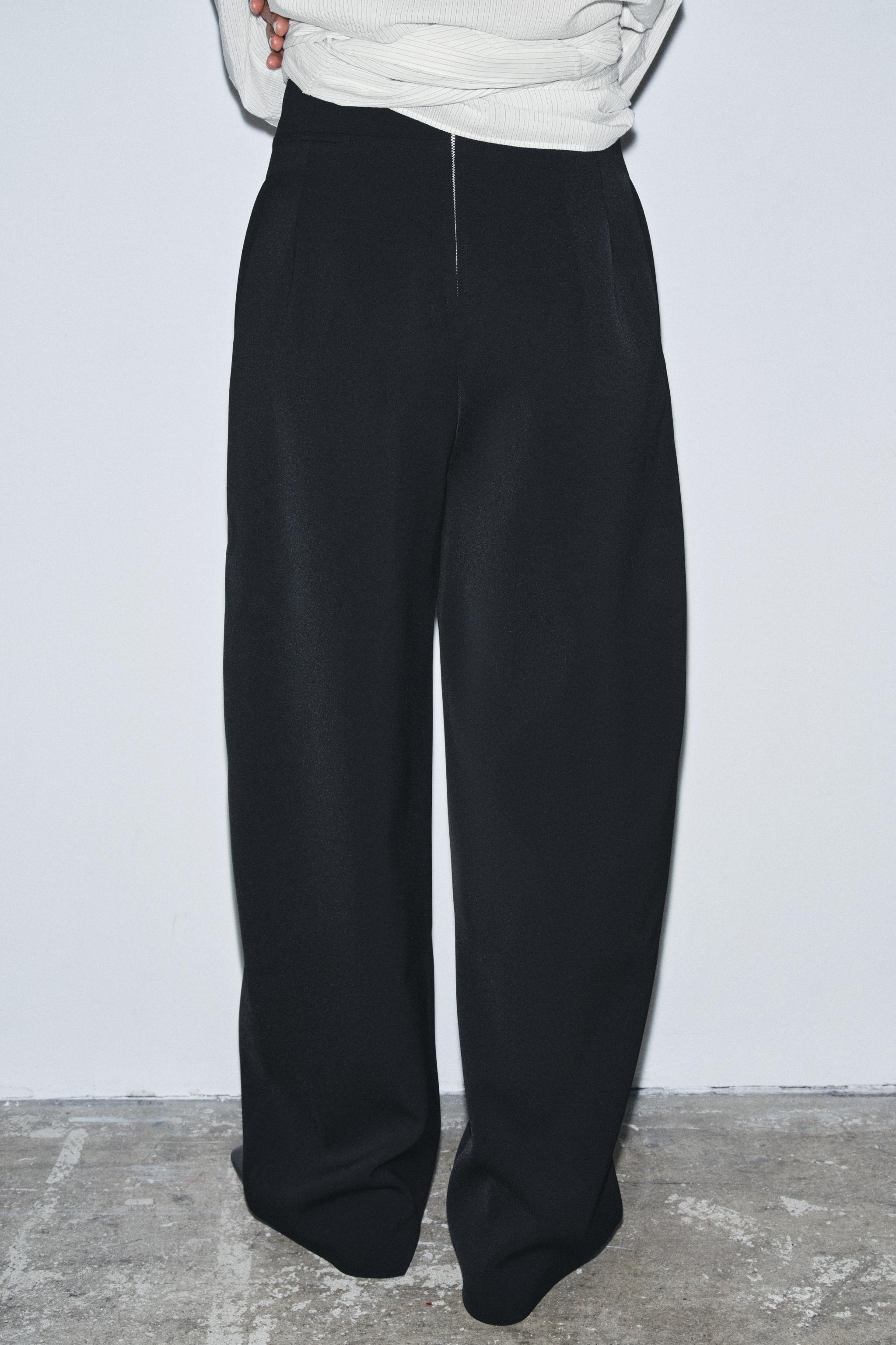ZW COLLECTION HIGH-WAISTED ZIP PANTS - Black | ZARA Canada