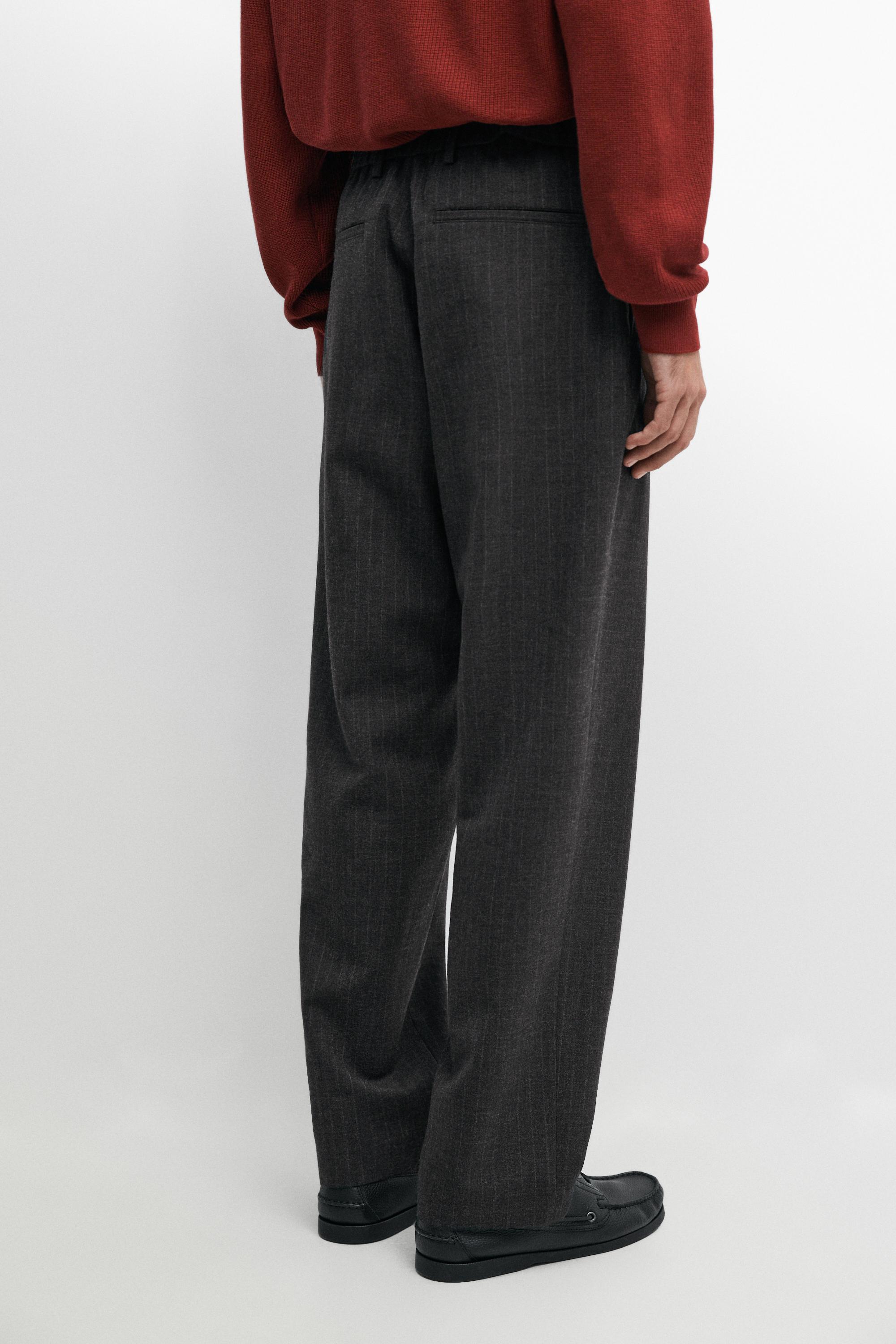 100% wool striped relaxed fit trousers