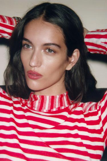 PANTALON DROIT TAILLE HAUTE - Rouge de Zara - Image 5