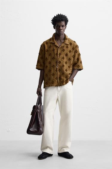 CAMISA JACQUARD TEXTURA - Marrón de Zara - Imagen 0