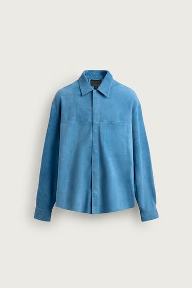 CAMISA AMPLA REGULAR FIT DE SUEDE - Azul da Zara
