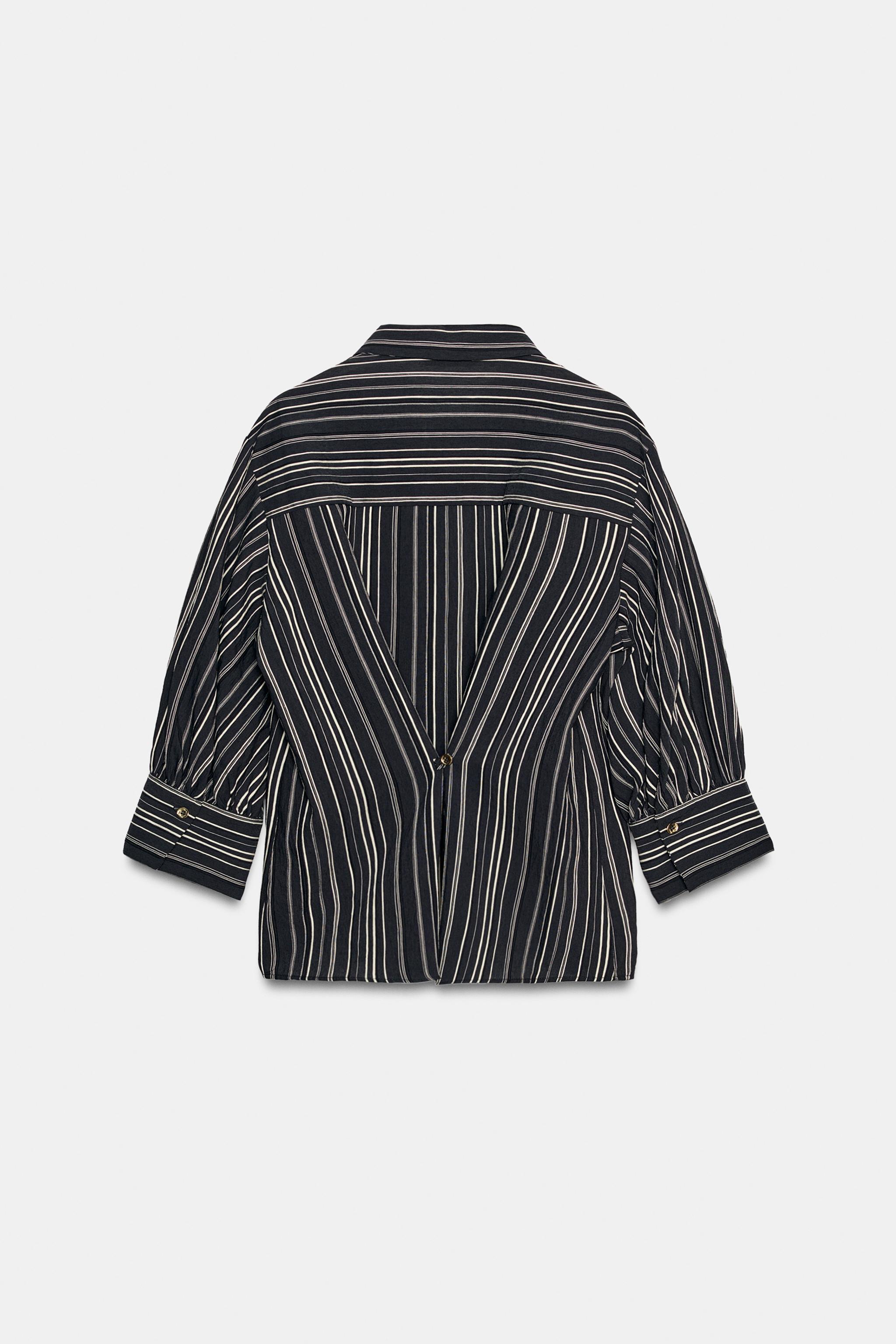 STRIPED THREE-QUARTER SLEEVE SHIRT