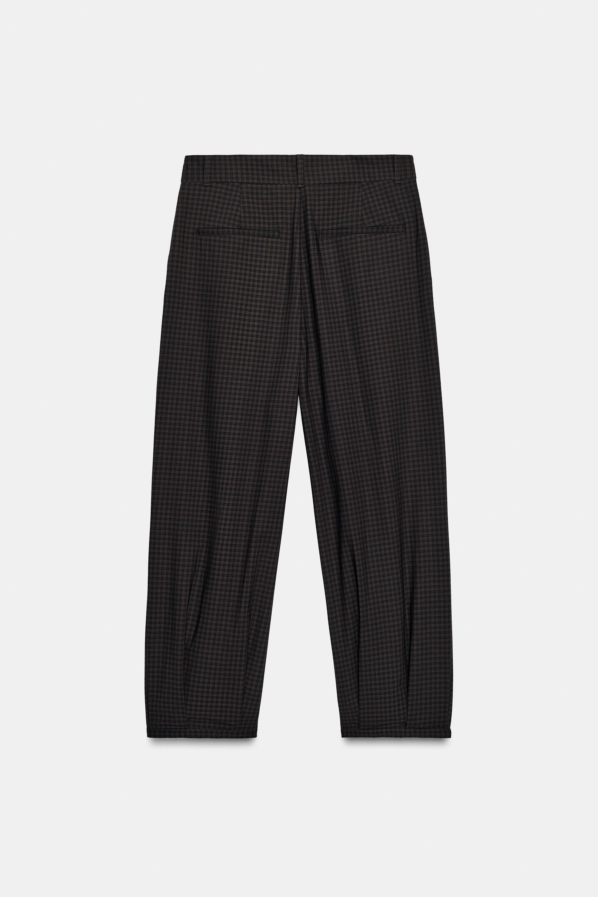 CHECKED PANTS WITH DARTS - Gray | ZARA United States