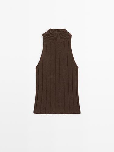 Zara Cotton blend halter top - Chocolate