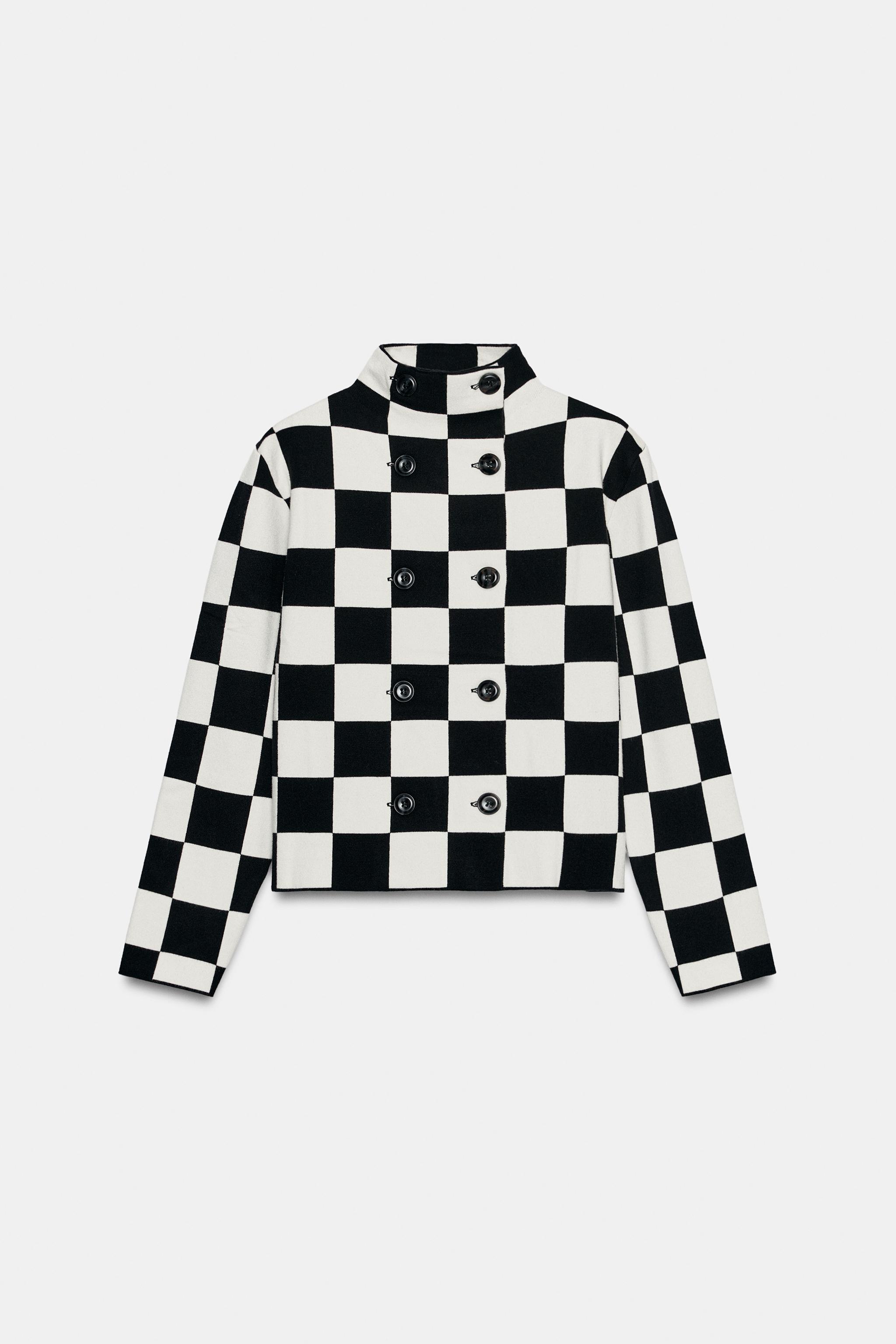 PLAID KNIT JACKET