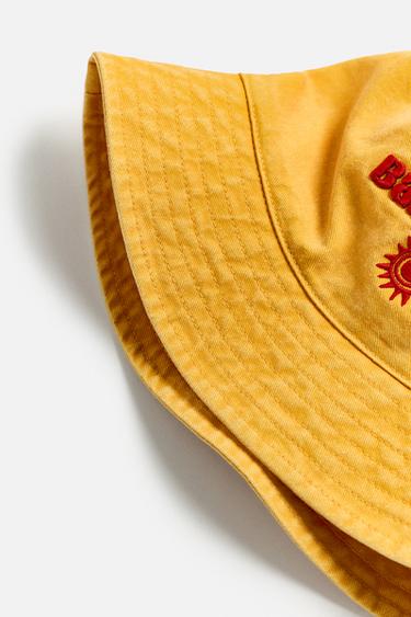 CONTRAST EMBROIDERY BUCKET HAT - Mustard by Zara - Image 6