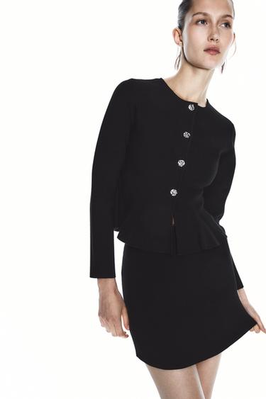 CHAQUETA PEPLUM PUNTO FINO - Negro de Zara
