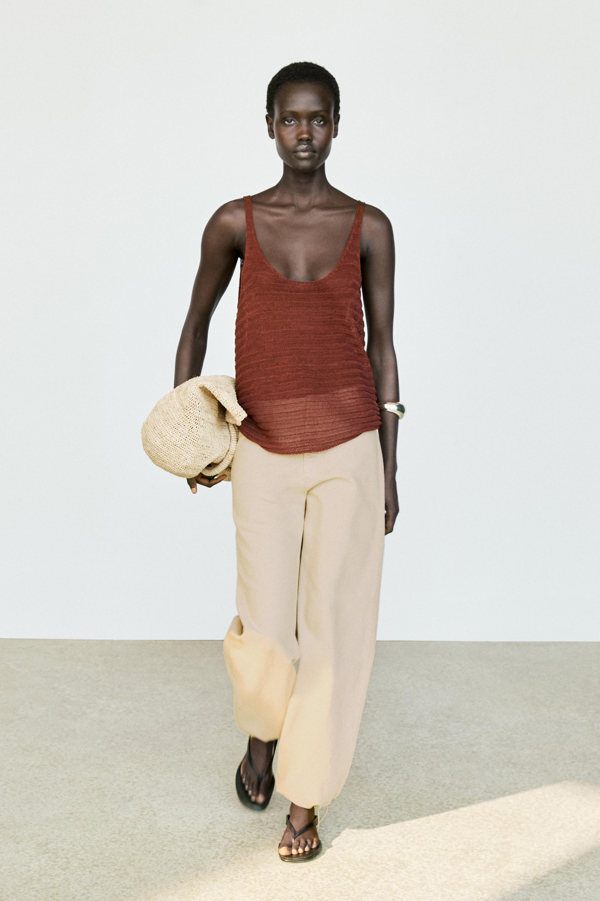 Top en maille texturée à bretelles