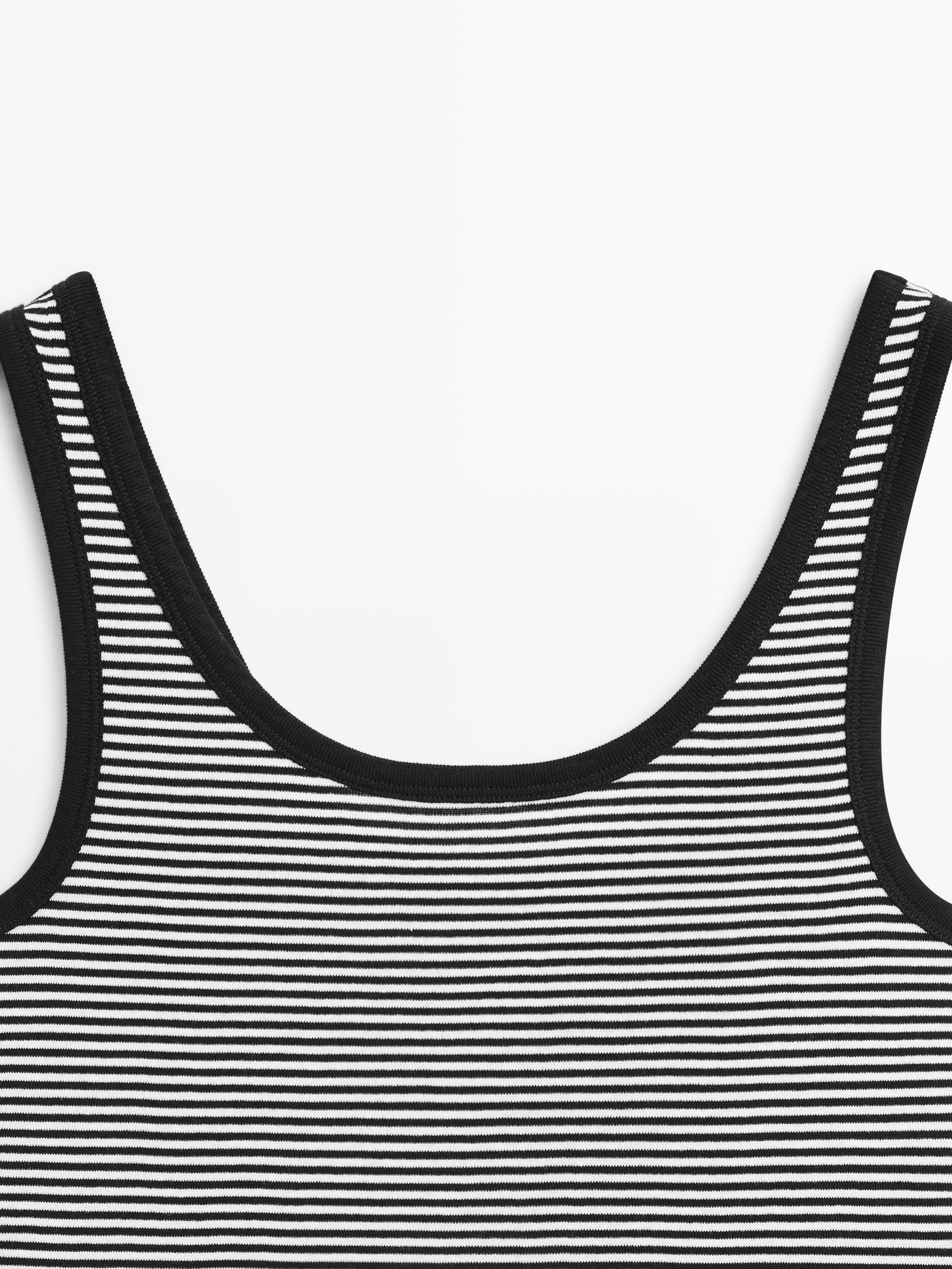 Cotton top with striped detail
