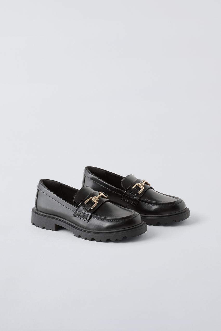 希少】ZARA かる real leather chain Loafer y2k 