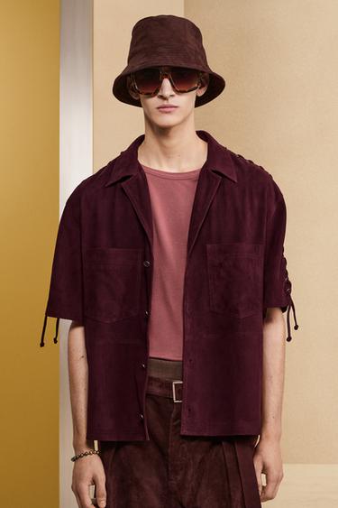 Zara SUEDE SHORTS - Eggplant