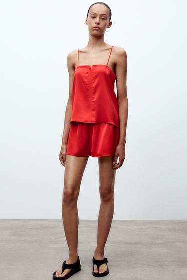 TOP LENCERO SATINADO - Rojo de Zara - Imagen 0