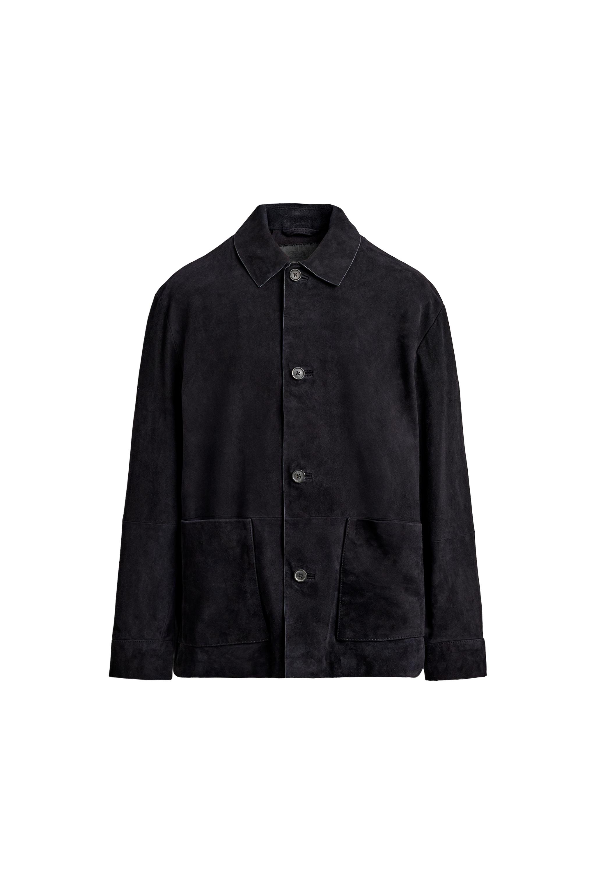 SUEDE LEATHER OVERSHIRT - Navy blue | ZARA Canada