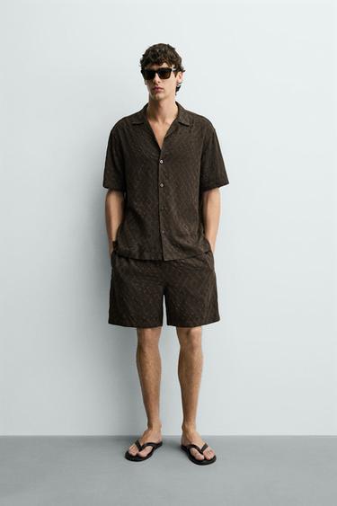 GEOMETRIC JACQUARD SHIRT - Brown by Zara