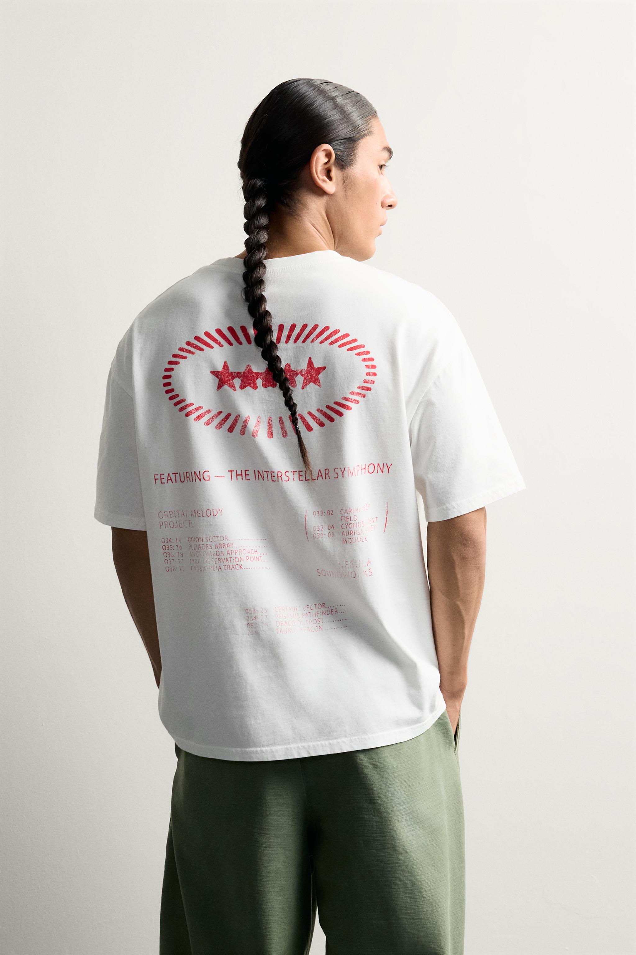 Zara KONTRAST BASKILI RELAXED FIT T-SHIRT görsel 3