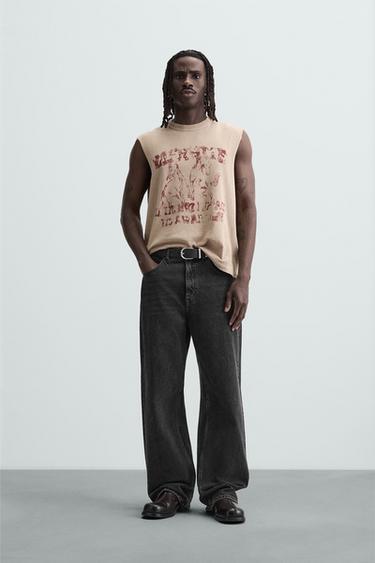 PRINTED KNITTED VEST TOP - Beige by Zara - Image 0