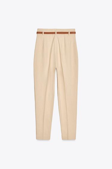 RUSTIC TROUSERS WITH BELT - Sand by Zara - Image 5