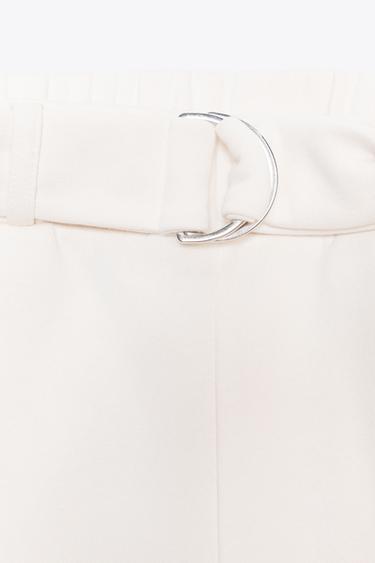 PLUSH TROUSERS WITH BELT - Ecru by Zara - Image 6