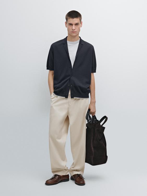 Short sleeve knit overshirt