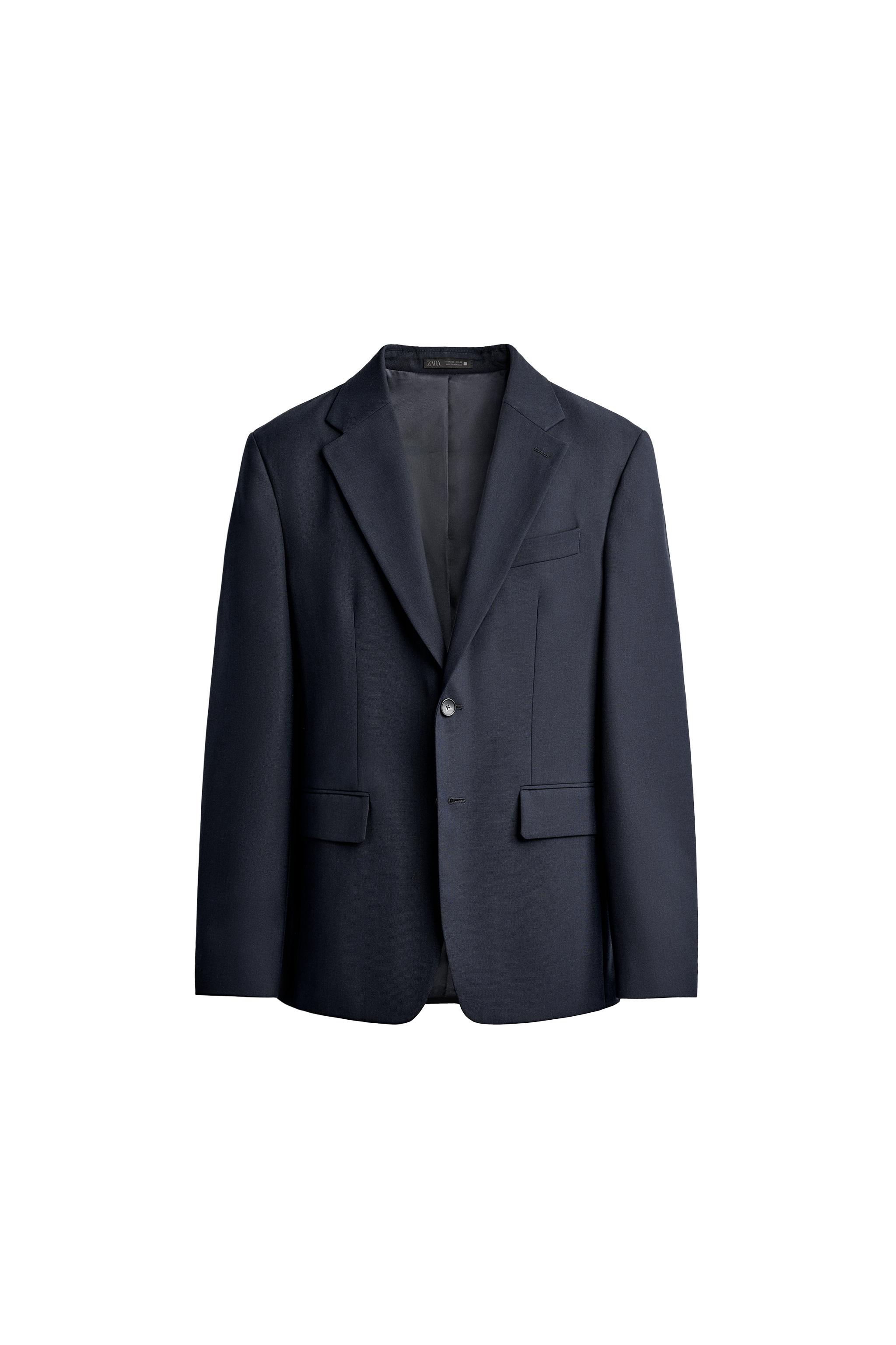 ウール混レギュラーフィットスーツブレザー - ネイビーブルー | ZARA