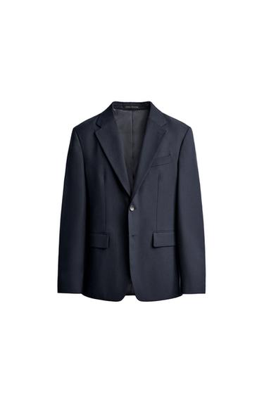 WOOL BLEND REGULAR FIT SUIT BLAZER - Navy blue by Zara