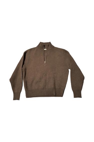 DARK BROWN QUARTER ZIP JUMPER