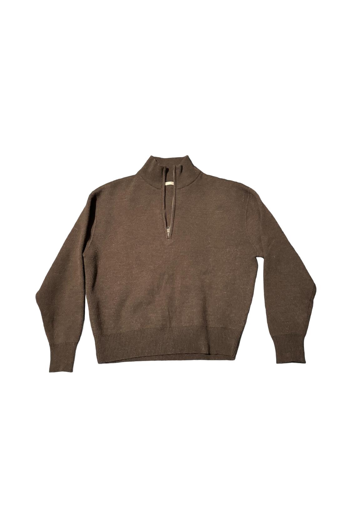 DARK BROWN QUARTER ZIP JUMPER - Image 5