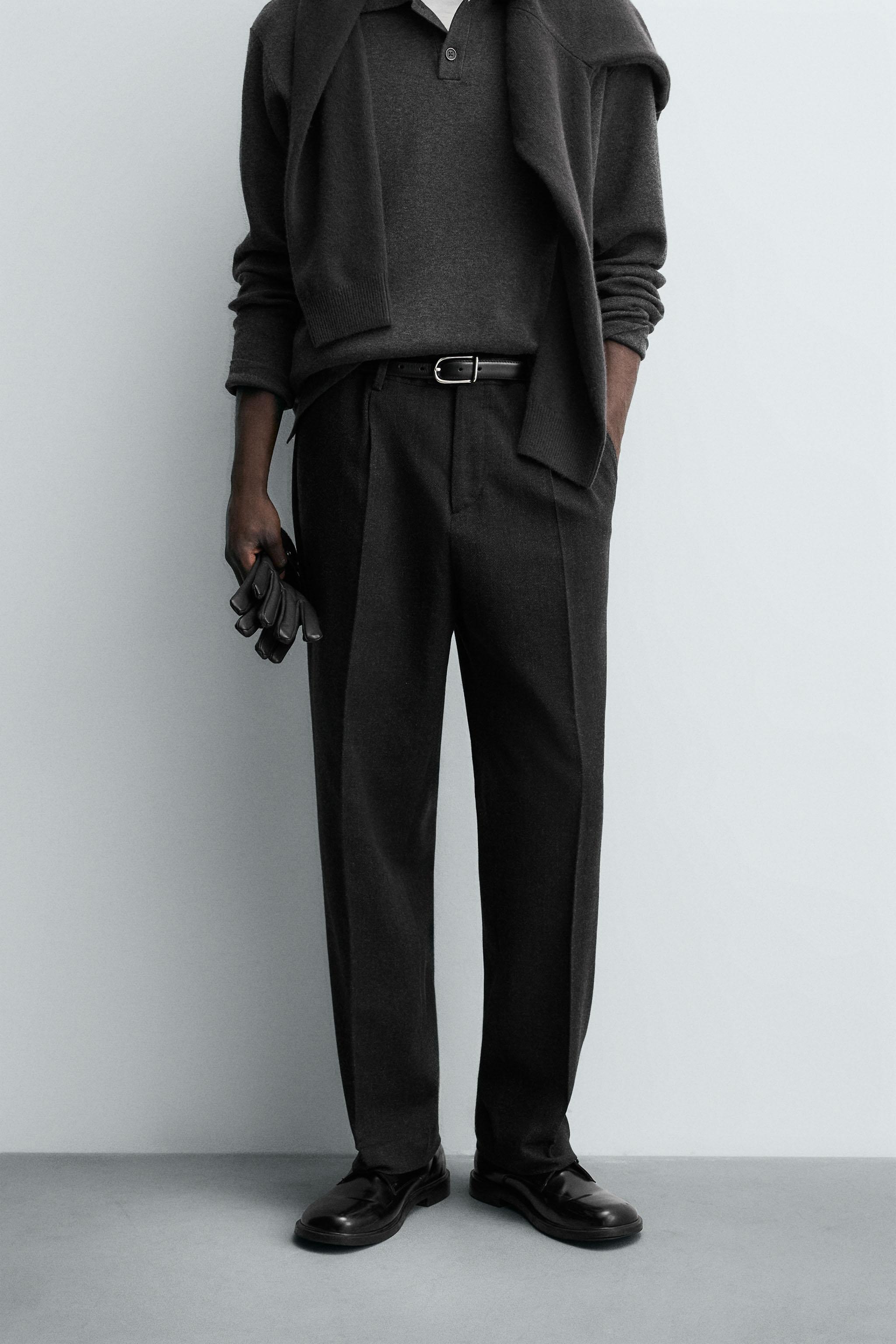 TEXTURED COTTON - WOOL PANTS LIMITED EDITION - Gray | ZARA United