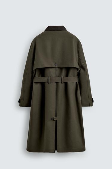 TRENCH COL CONTRASTE - Vert foncé de Zara - Image 8