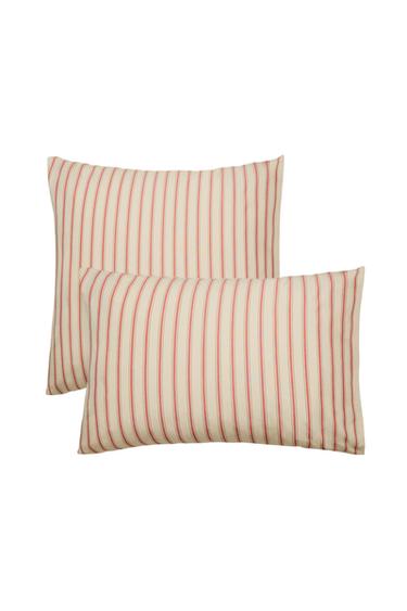 Zara STRIPED PERCALE PILLOWCASE (300 THREAD COUNT) - Red