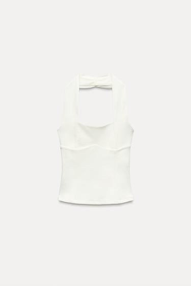 STRETCH HALTER TOP WITH GATHERING - White by Zara