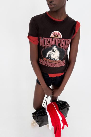 T-SHIRT ELVIS À MANCHES COURTES - Chocolat de Zara - Image 4