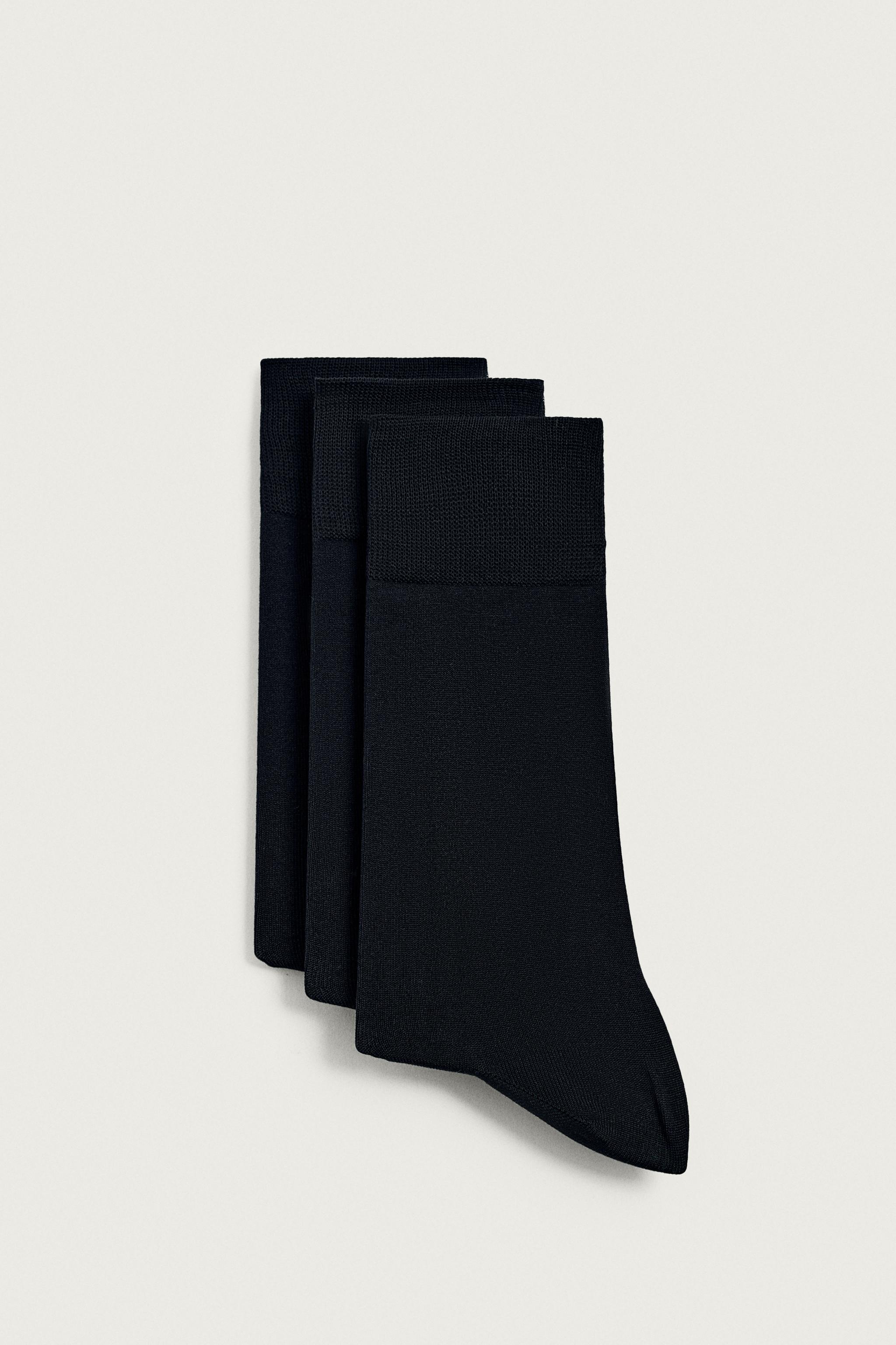 MERCERIZED COTTON BLEND SOCKS 3-PACK — Navy blue