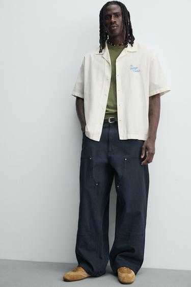 CHEMISE RELAXED FIT LYOCELL ET COTON À IMPRIMÉS - Blanc cassé de Zara - Image 6