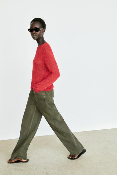 Pull en maille col bateau - Rouge de Zara