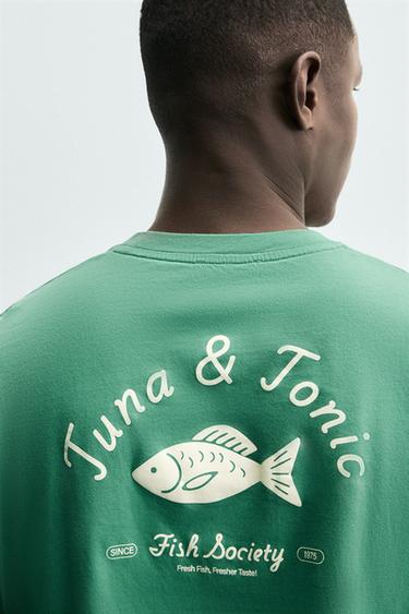 FISH EMBROIDERY T-SHIRT - Green by Zara - Image 5