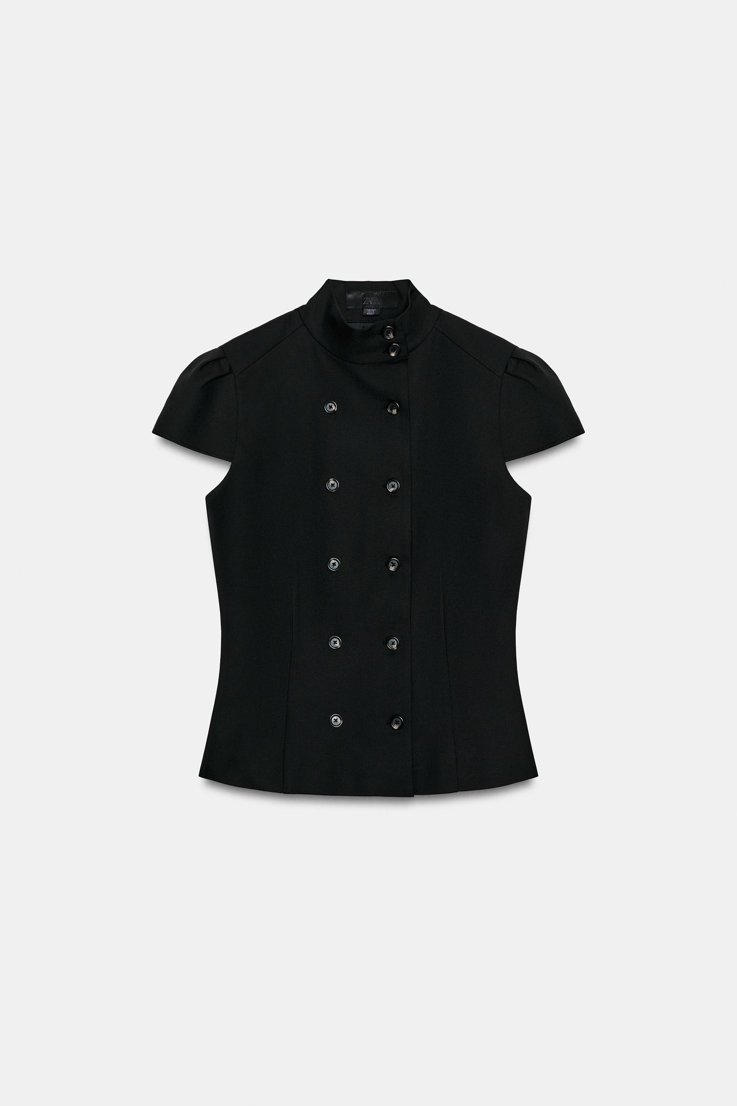 Женский топ Zara Striped High-Neck Top, цвет: Чёрный — фото 7