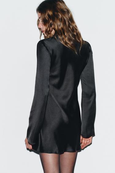 ROBE SATINÉE FOULARD - Noir de Zara - Image 4
