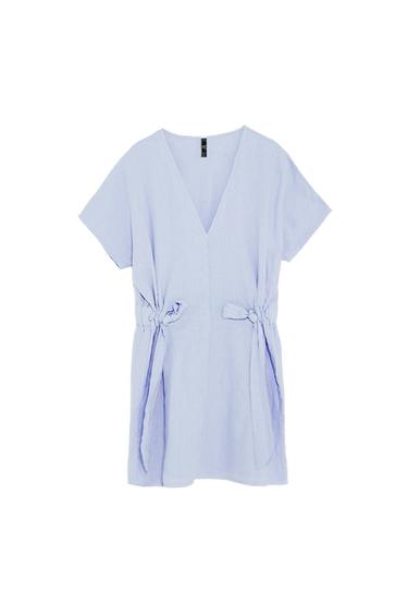 MINI TIED LINEN DRESS