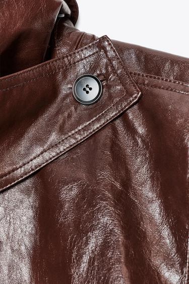 Zara ZW COLLECTION SHINY JACKET - Dark brown
