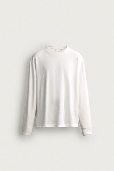 LIGHTWEIGHT LONG SLEEVE T-SHIRT - White by Zara