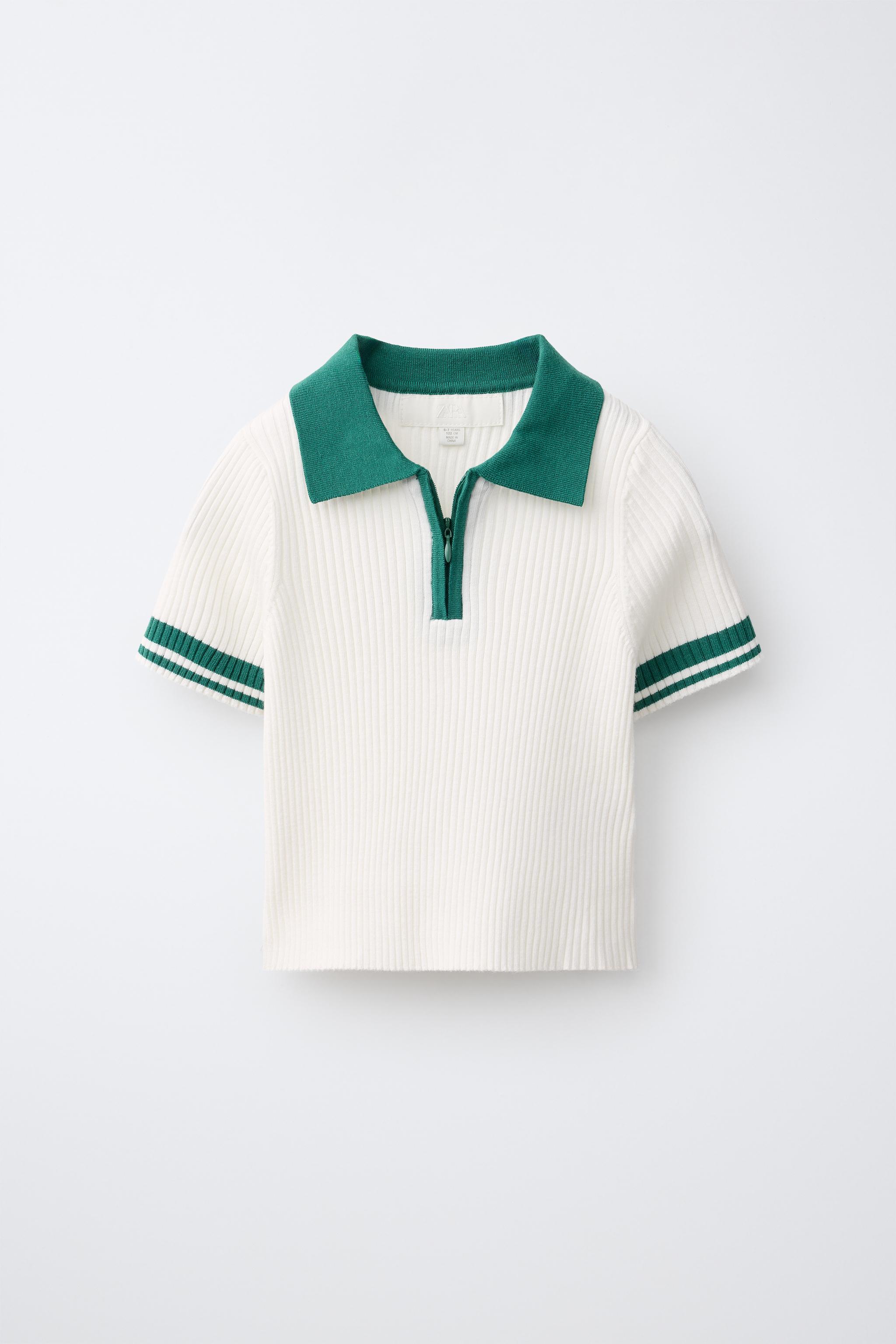 CONTRAST ZIP RIBBED POLO - Mid-green | ZARA United States