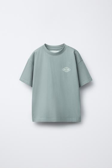 Zaras T-SHIRT MED TRYCKT LOGOTYP - Himmelsblå